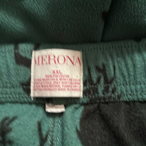 Merona green fleece pajama pants with black deer size xxl - Picture 3 of 5